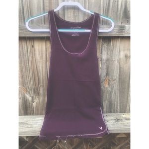 AEO Burgandy Boyfriend Tank Top